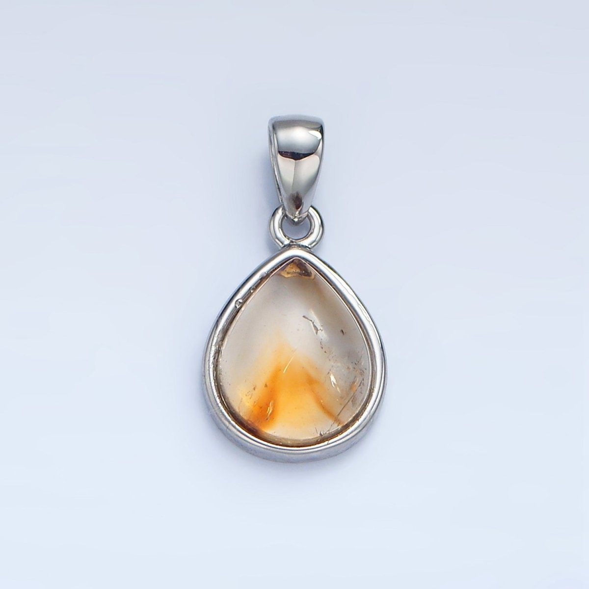 24K Gold Filled Natural Gemstone Teardrop Bezel Pendant in Gold &amp; Silver | AA953 - AA964