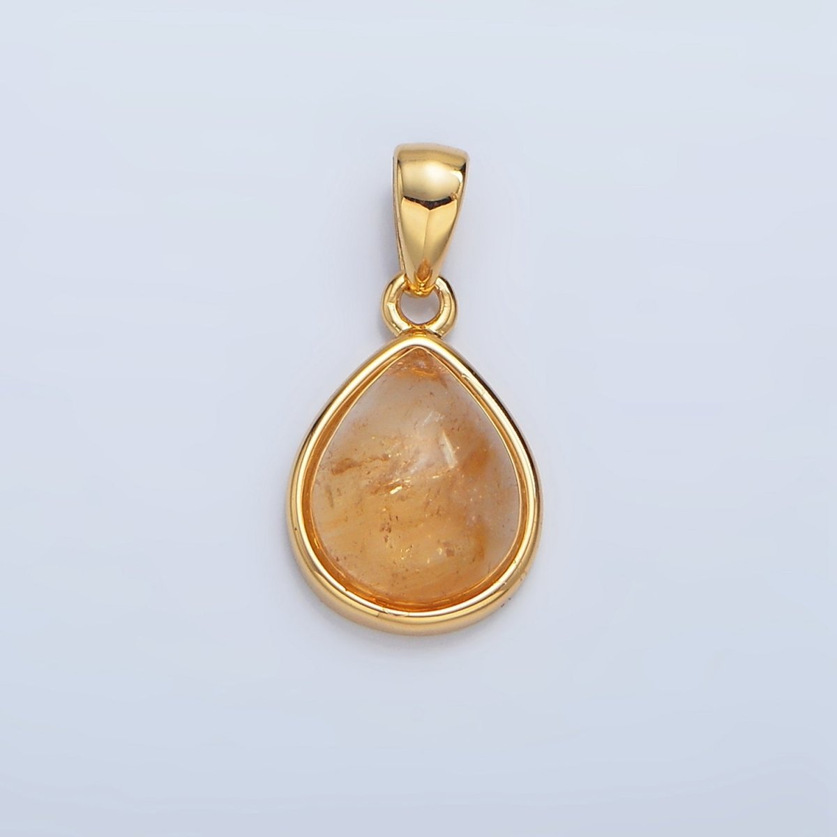 24K Gold Filled Natural Gemstone Teardrop Bezel Pendant in Gold &amp; Silver | AA953 - AA964