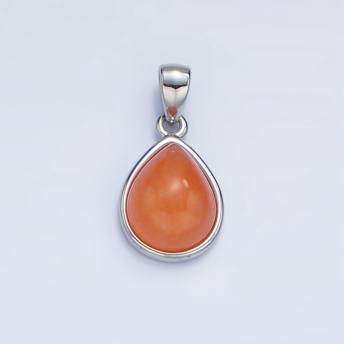 24K Gold Filled Natural Gemstone Teardrop Bezel Pendant in Gold &amp; Silver | AA953 - AA964