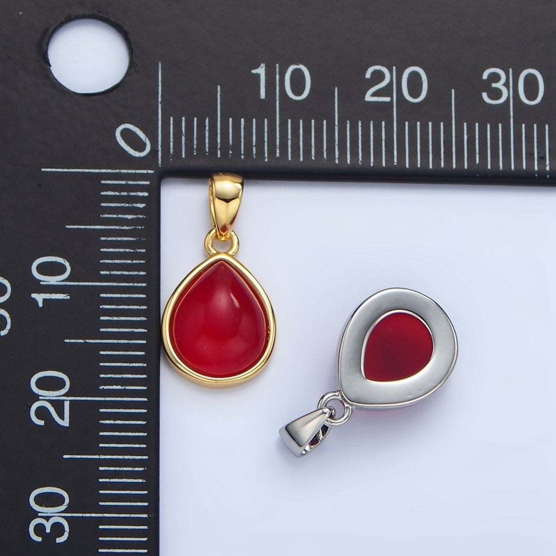 24K Gold Filled Natural Gemstone Teardrop Bezel Pendant in Gold &amp; Silver | AA953 - AA964