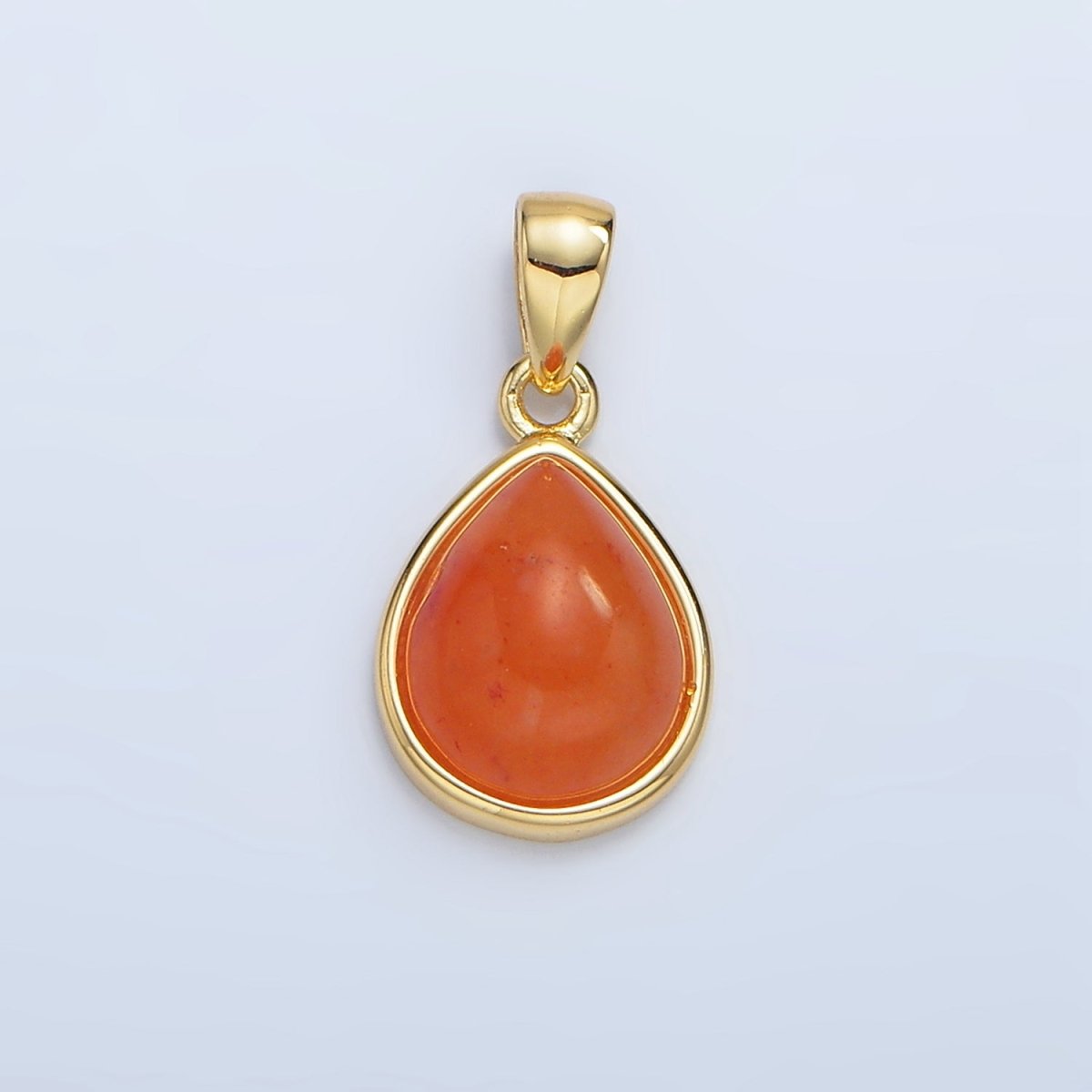 24K Gold Filled Natural Gemstone Teardrop Bezel Pendant in Gold &amp; Silver | AA953 - AA964