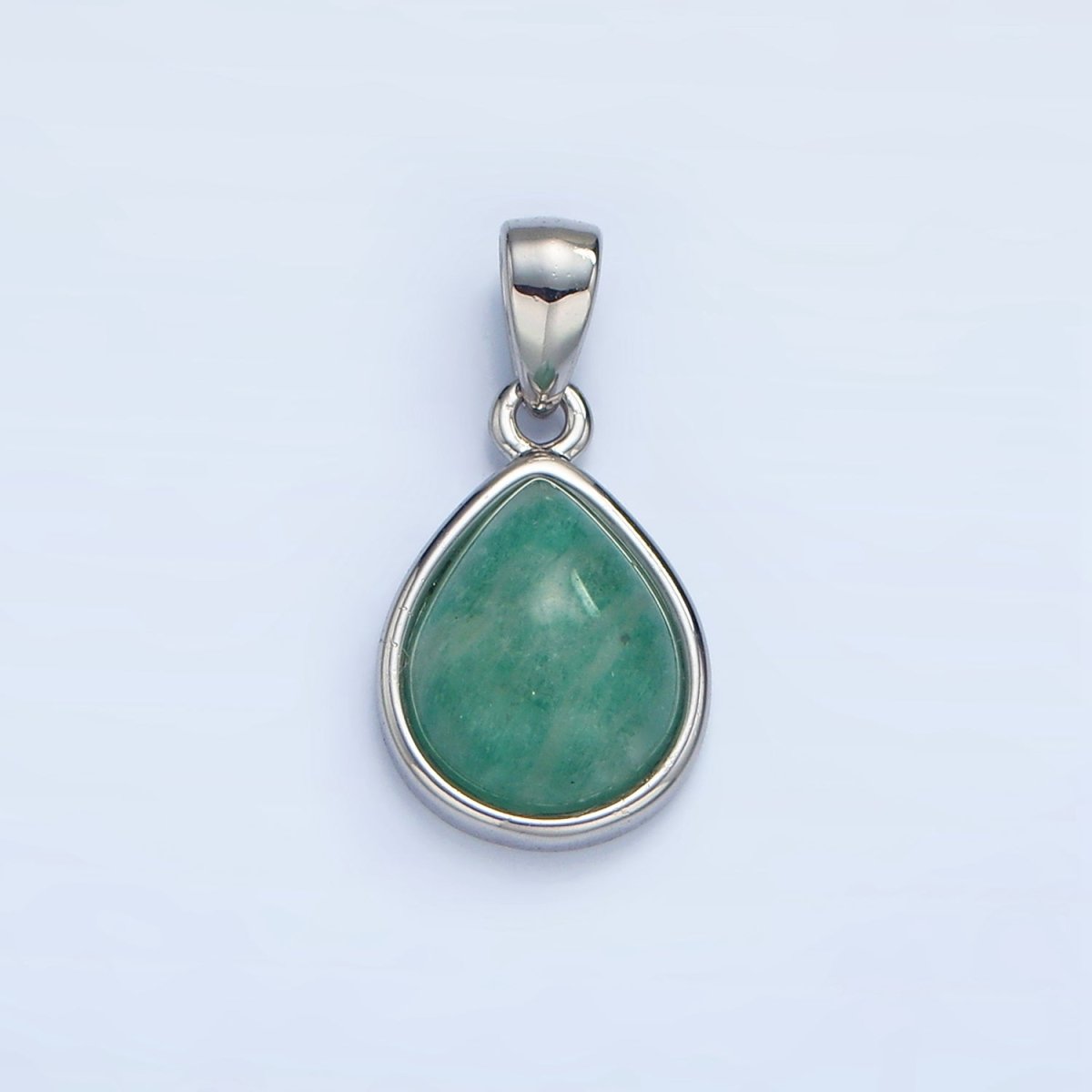 24K Gold Filled Natural Gemstone Teardrop Bezel Pendant in Gold &amp; Silver | AA953 - AA964