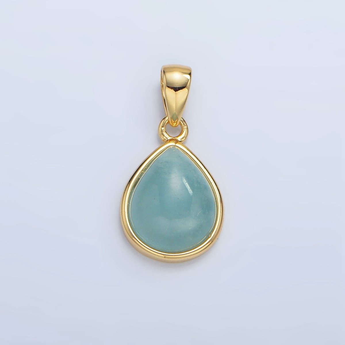 24K Gold Filled Natural Gemstone Teardrop Bezel Pendant in Gold &amp; Silver | AA953 - AA964
