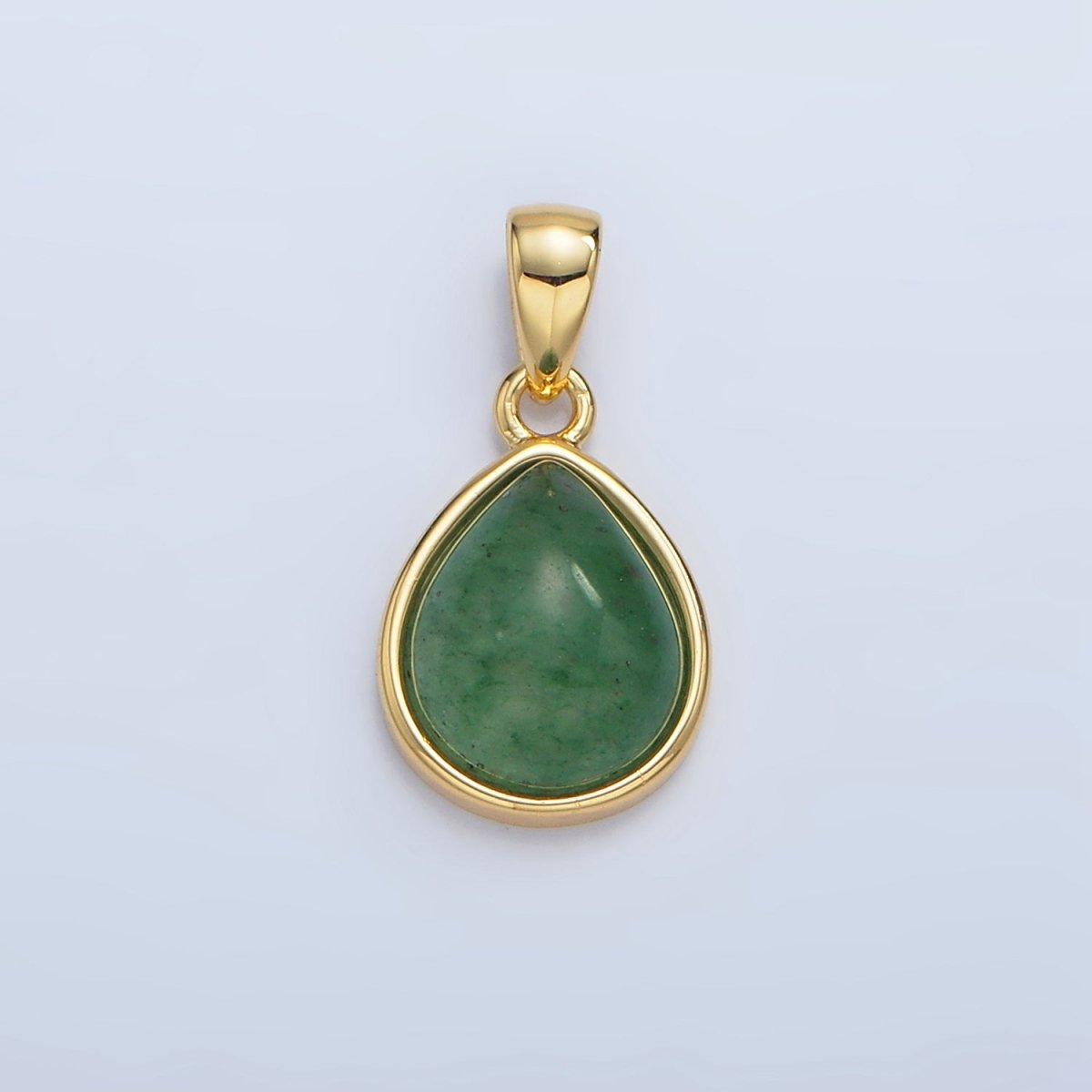 24K Gold Filled Natural Gemstone Teardrop Bezel Pendant in Gold &amp; Silver | AA953 - AA964