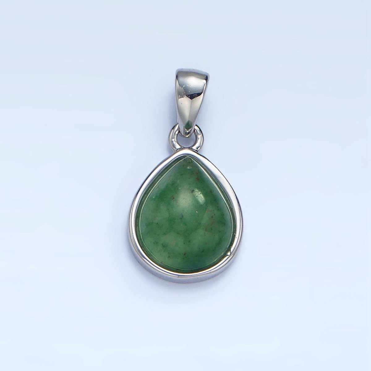 24K Gold Filled Natural Gemstone Teardrop Bezel Pendant in Gold &amp; Silver | AA953 - AA964