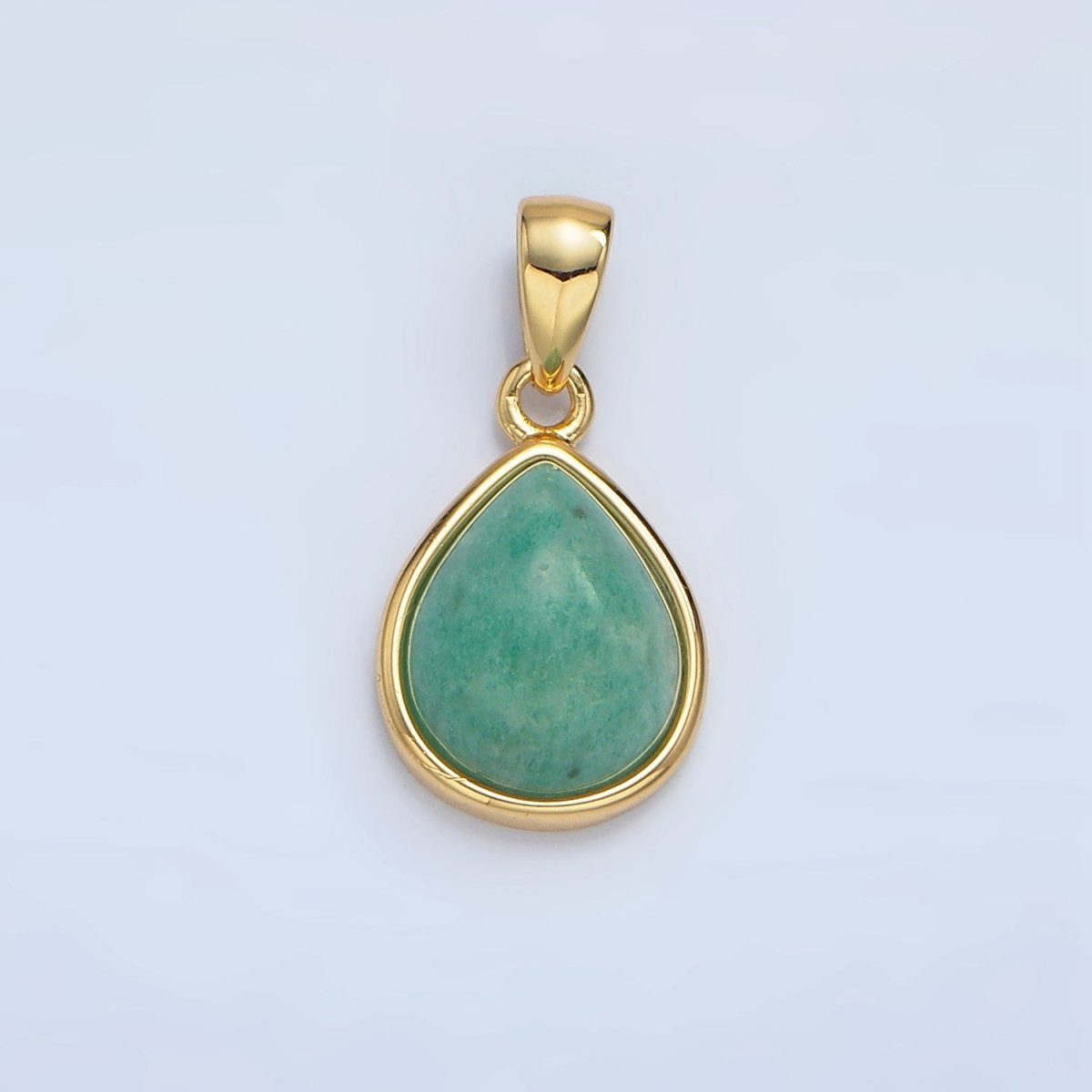 24K Gold Filled Natural Gemstone Teardrop Bezel Pendant in Gold &amp; Silver | AA953 - AA964