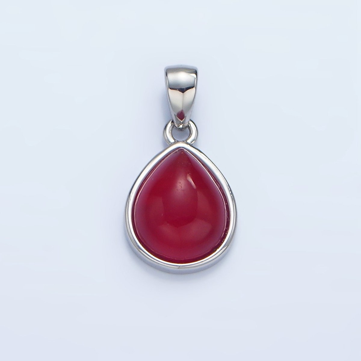 24K Gold Filled Natural Gemstone Teardrop Bezel Pendant in Gold &amp; Silver | AA953 - AA964