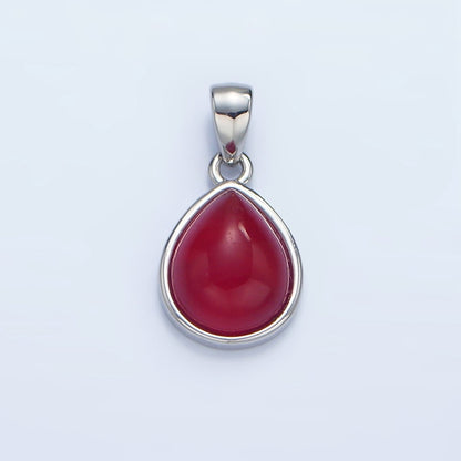 24K Gold Filled Natural Gemstone Teardrop Bezel Pendant in Gold &amp; Silver | AA953 - AA964
