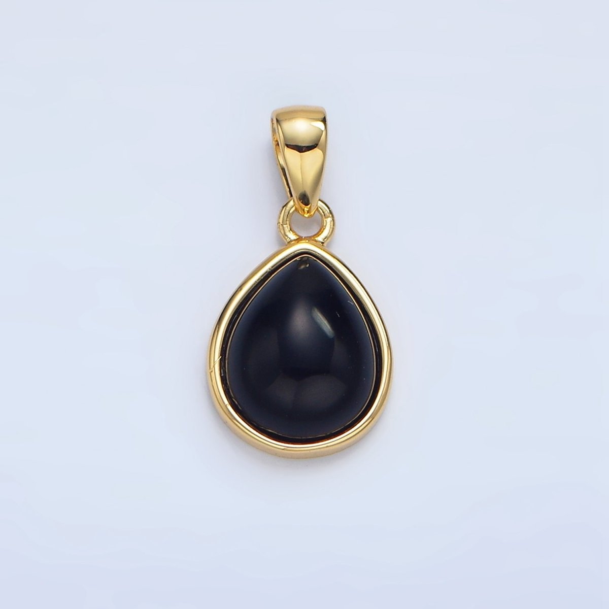 24K Gold Filled Natural Gemstone Teardrop Bezel Pendant in Gold &amp; Silver | AA953 - AA964