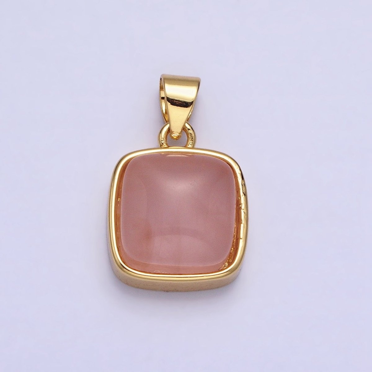 24K Gold Filled Natural Stone Amethyst, Labradorite, Moonstone, Tiger Eye, Amazonite, Aventurine, Rose Quartz, Blue Tiger Eye Square Pendant with CZ Stone | AA332 - AA338