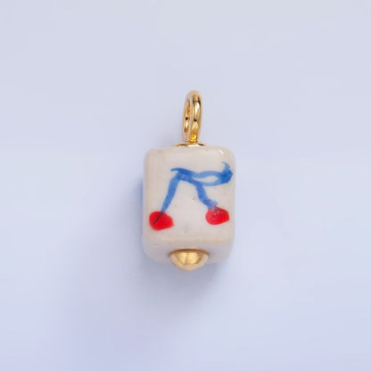24K Gold Filled Nature Floral Mushroom Pet Sea Sell Ceramic Drop Charm