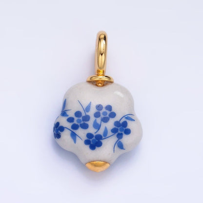 24K Gold Filled Nature Floral Mushroom Pet Sea Sell Ceramic Drop Charm
