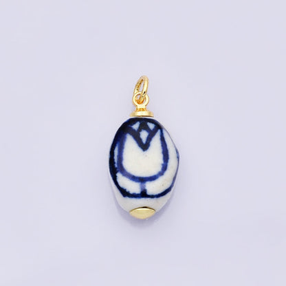 24K Gold Filled Nature Floral Mushroom Pet Sea Sell Ceramic Drop Charm