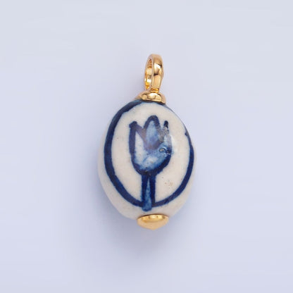 24K Gold Filled Nature Floral Mushroom Pet Sea Sell Ceramic Drop Charm