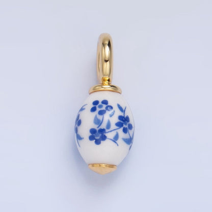 24K Gold Filled Nature Floral Mushroom Pet Sea Sell Ceramic Drop Charm