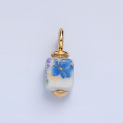 24K Gold Filled Nature Floral Mushroom Pet Sea Sell Ceramic Drop Charm