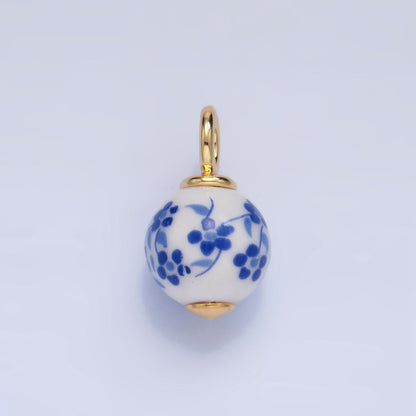24K Gold Filled Nature Floral Mushroom Pet Sea Sell Ceramic Drop Charm