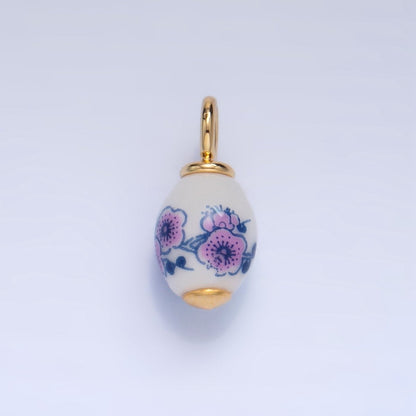 24K Gold Filled Nature Floral Mushroom Pet Sea Sell Ceramic Drop Charm