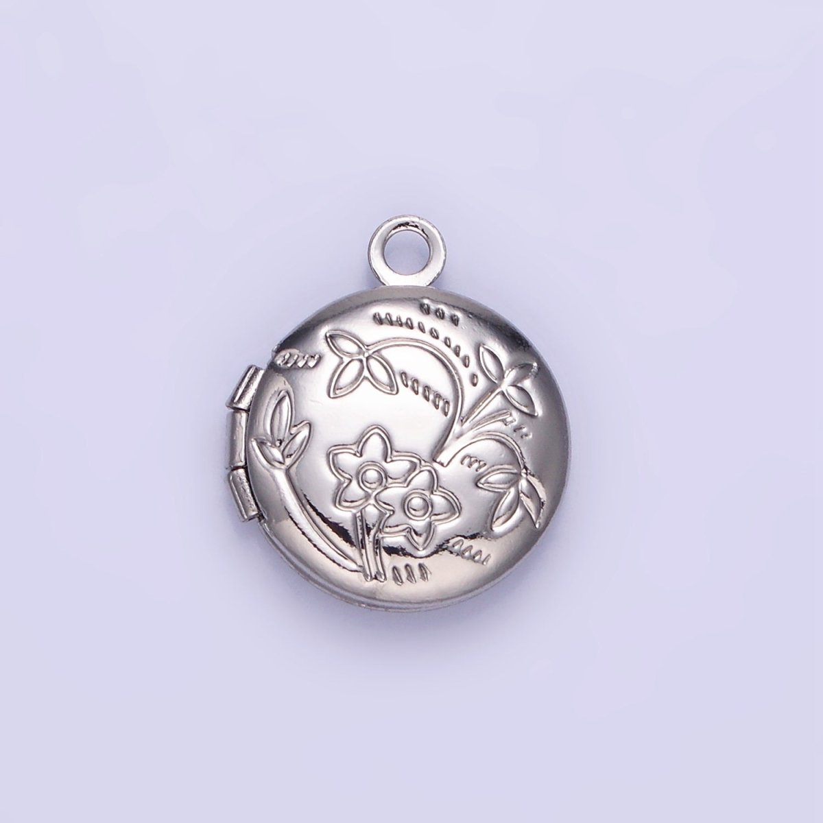 24K Gold Filled Nature Flower Engraved Round Locket In Gold &amp; Silver | D364