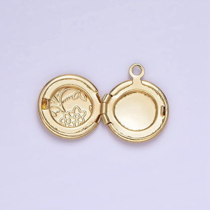 24K Gold Filled Nature Flower Engraved Round Locket In Gold &amp; Silver | D364