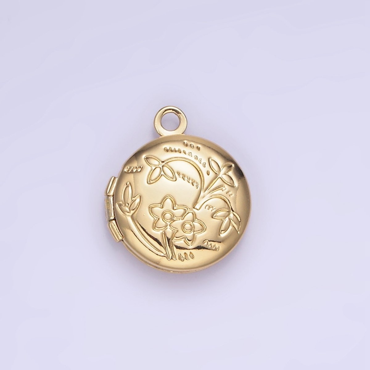 24K Gold Filled Nature Flower Engraved Round Locket In Gold &amp; Silver | D364