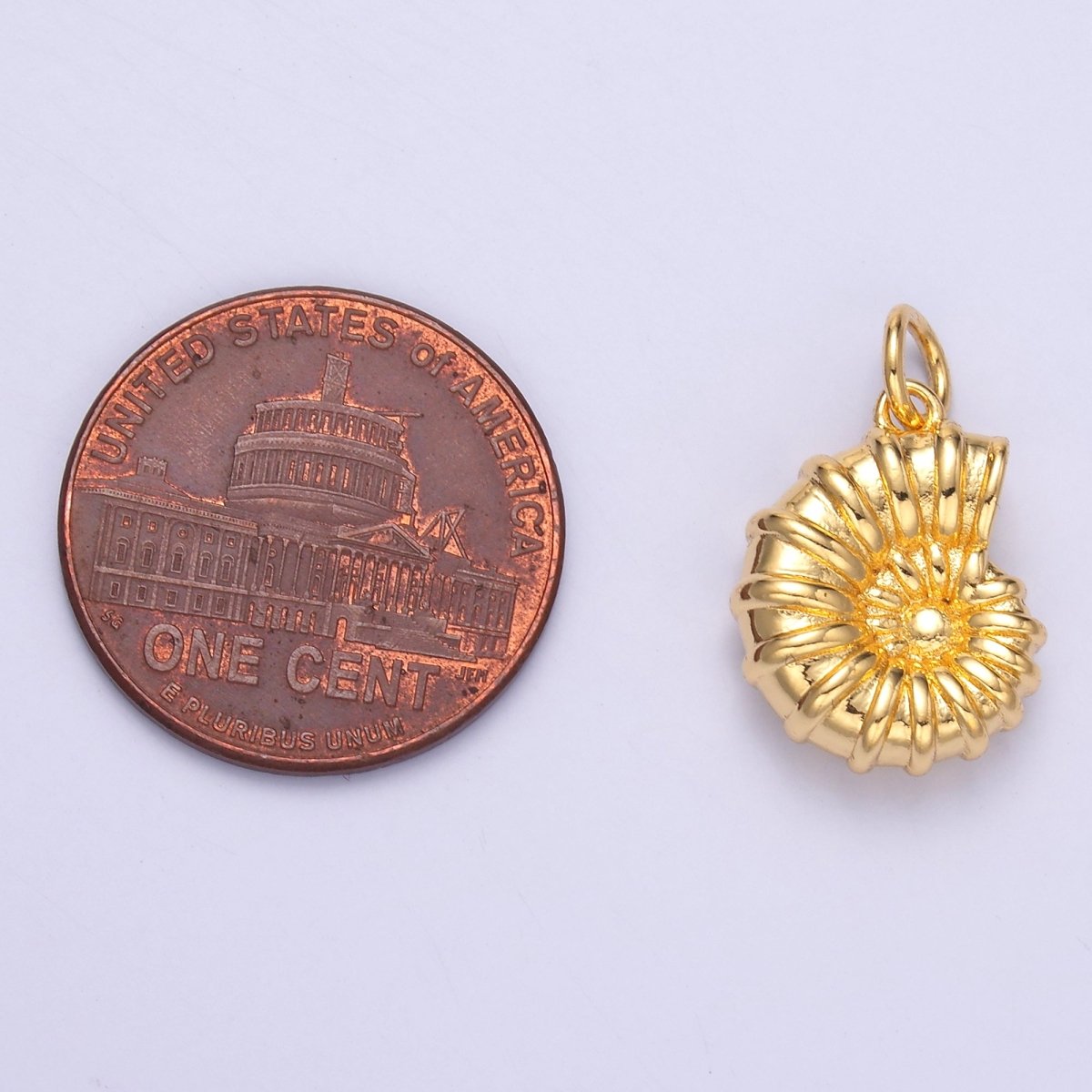 24K Gold Filled Nautilus Shell Multidimensional 3D Charm in Gold &amp; Silver | N014