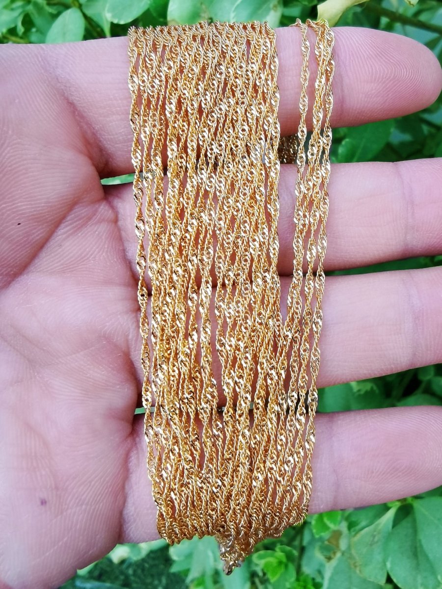 24K Gold Filled Necklace - Singapore Chain - 17.8" Gold Singapore Chain Layering Necklace 1.5mm  w/ Spring Ring | CN-801  Clearance Pricing