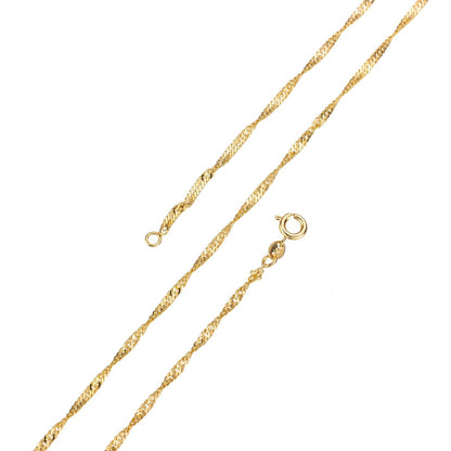 24K Gold Filled Necklace  - Singapore Necklace - Dainty Gold Twist Link Chain Layering Necklace 2mm 17.5 Inch Ready To Wear w/ Spring Ring | CN-210  Clearance Pricing