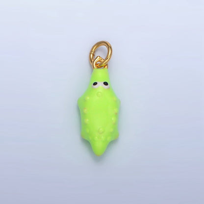 24K Gold Filled Green Enamel Crocodile Alligator Animal Charm | X308