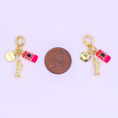 24K Gold Filled New York Big Apple Multidimensional Rhondelle Drop Charm | M336