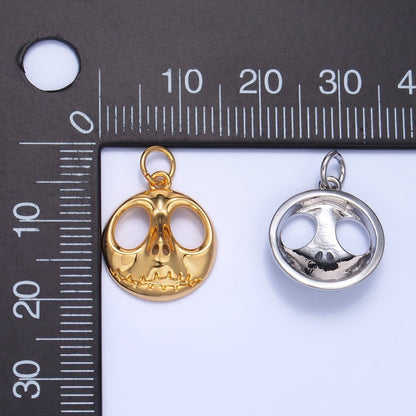 24K Gold Filled 16.5mm Nightmare Skeleton Charm in Gold &amp; Silver | X926