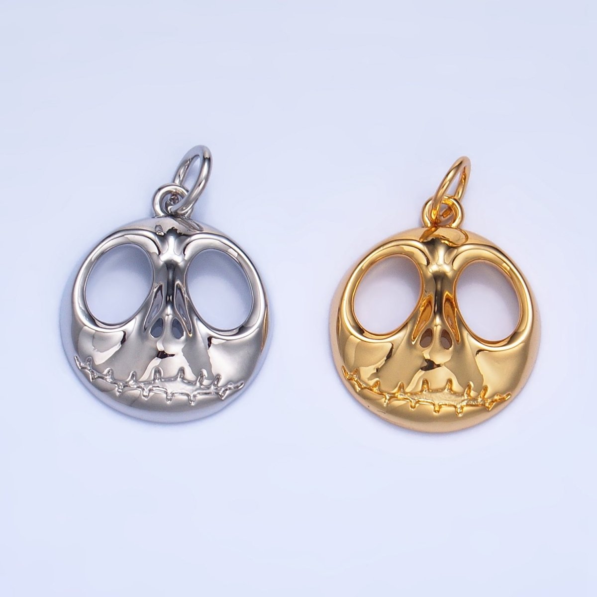 24K Gold Filled 16.5mm Nightmare Skeleton Charm in Gold &amp; Silver | X926