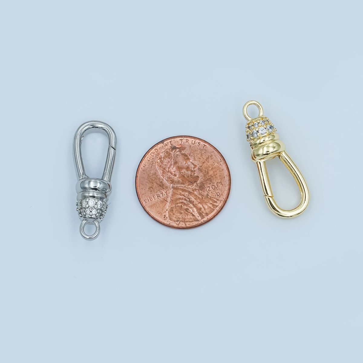 24K Gold Filled Oblong Micro Paved CZ Push Gate Finding in Gold &amp; Silver | Z1123