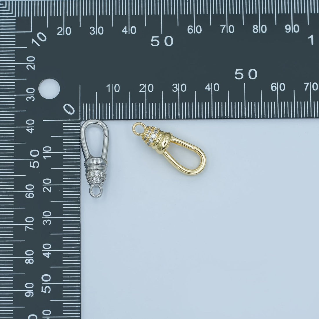 24K Gold Filled Oblong Micro Paved CZ Push Gate Finding in Gold &amp; Silver | Z1123