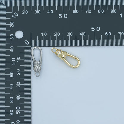 24K Gold Filled Oblong Micro Paved CZ Push Gate Finding in Gold &amp; Silver | Z1123