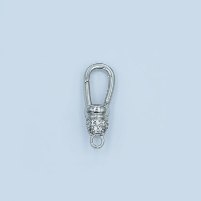 24K Gold Filled Oblong Micro Paved CZ Push Gate Finding in Gold &amp; Silver | Z1123