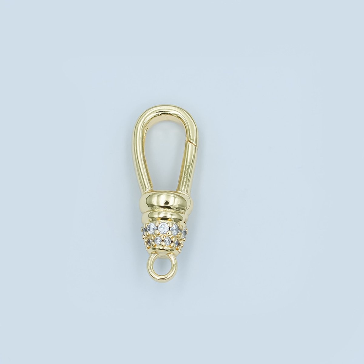 24K Gold Filled Oblong Micro Paved CZ Push Gate Finding in Gold &amp; Silver | Z1123