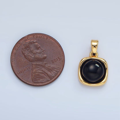 24K Gold Filled Onyx Gemstone Round Molten Bezel Pendant in Gold &amp; Silver | AA980