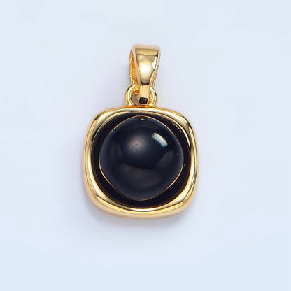 24K Gold Filled Onyx Gemstone Round Molten Bezel Pendant in Gold &amp; Silver | AA980