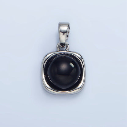 24K Gold Filled Onyx Gemstone Round Molten Bezel Pendant in Gold &amp; Silver | AA980