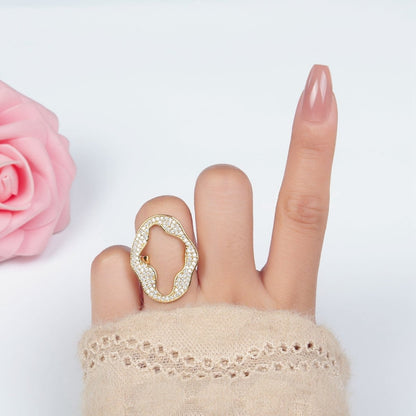 24K Gold Filled Open Abstract Micro Paved CZ Ring | U326