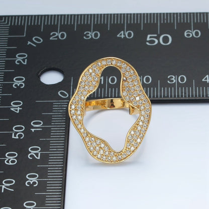 24K Gold Filled Open Abstract Micro Paved CZ Ring | U326