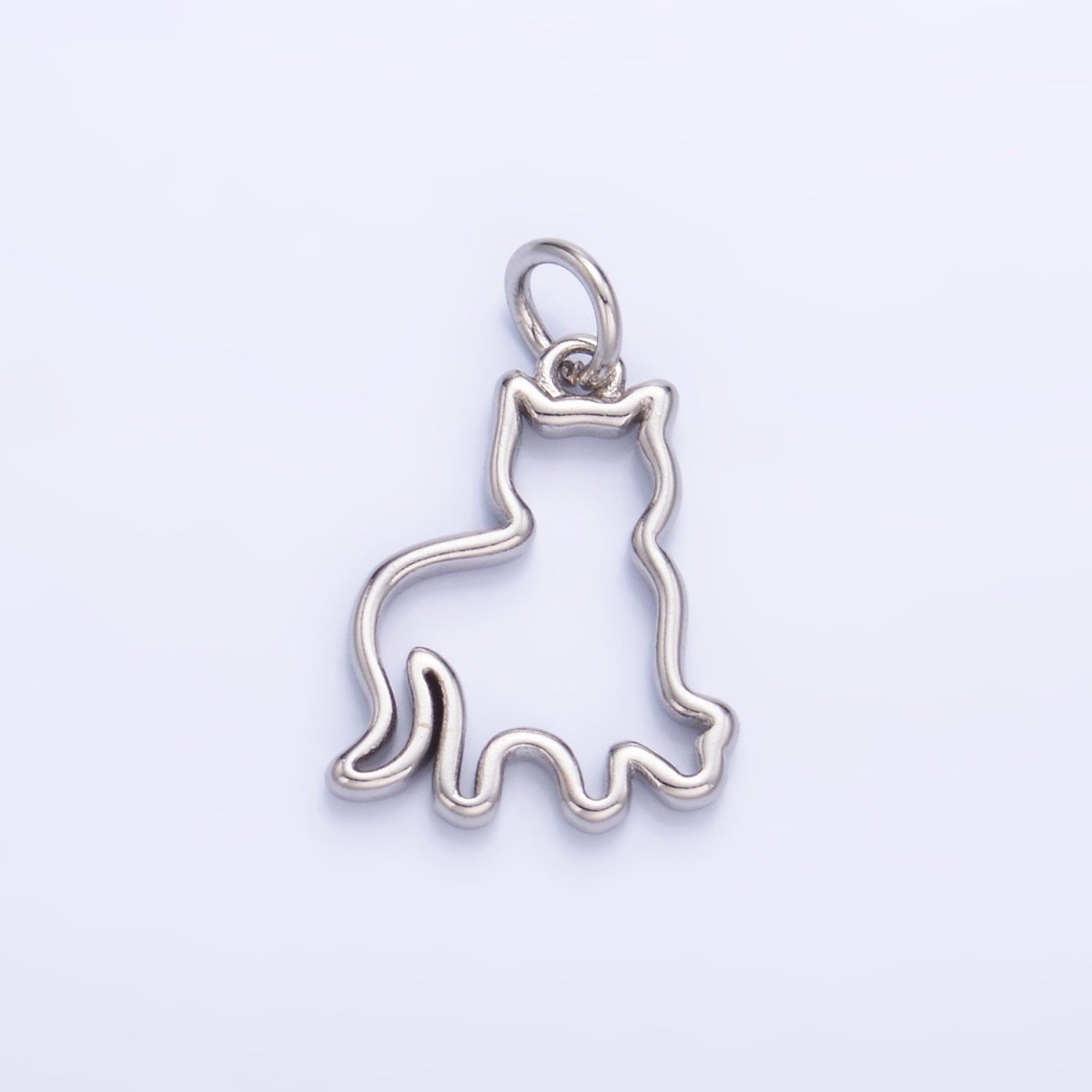 24K Gold Filled 16mm Open Cat Pet Silhouette Outline Charm in Gold &amp; Silver | W397