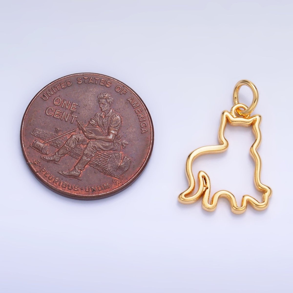 24K Gold Filled 16mm Open Cat Pet Silhouette Outline Charm in Gold &amp; Silver | W397