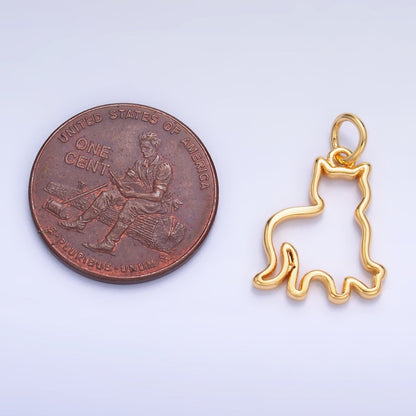 24K Gold Filled 16mm Open Cat Pet Silhouette Outline Charm in Gold &amp; Silver | W397