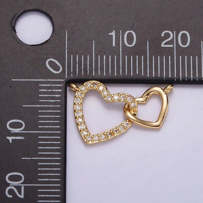 24K Gold Filled Open Double Heart Micro Paved CZ Connector | Y-758
