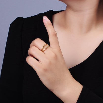 24K Gold Filled Open Double Molten Drip Band in Gold &amp; Silver Ring | O-623 O-624