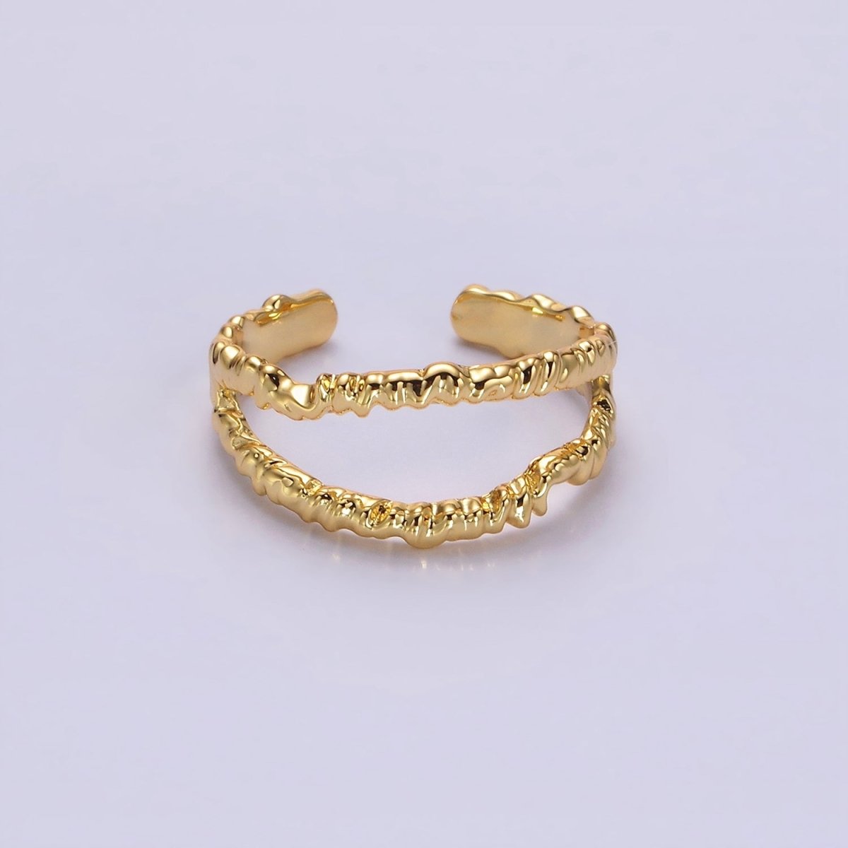 24K Gold Filled Open Double Molten Drip Band in Gold &amp; Silver Ring | O-623 O-624