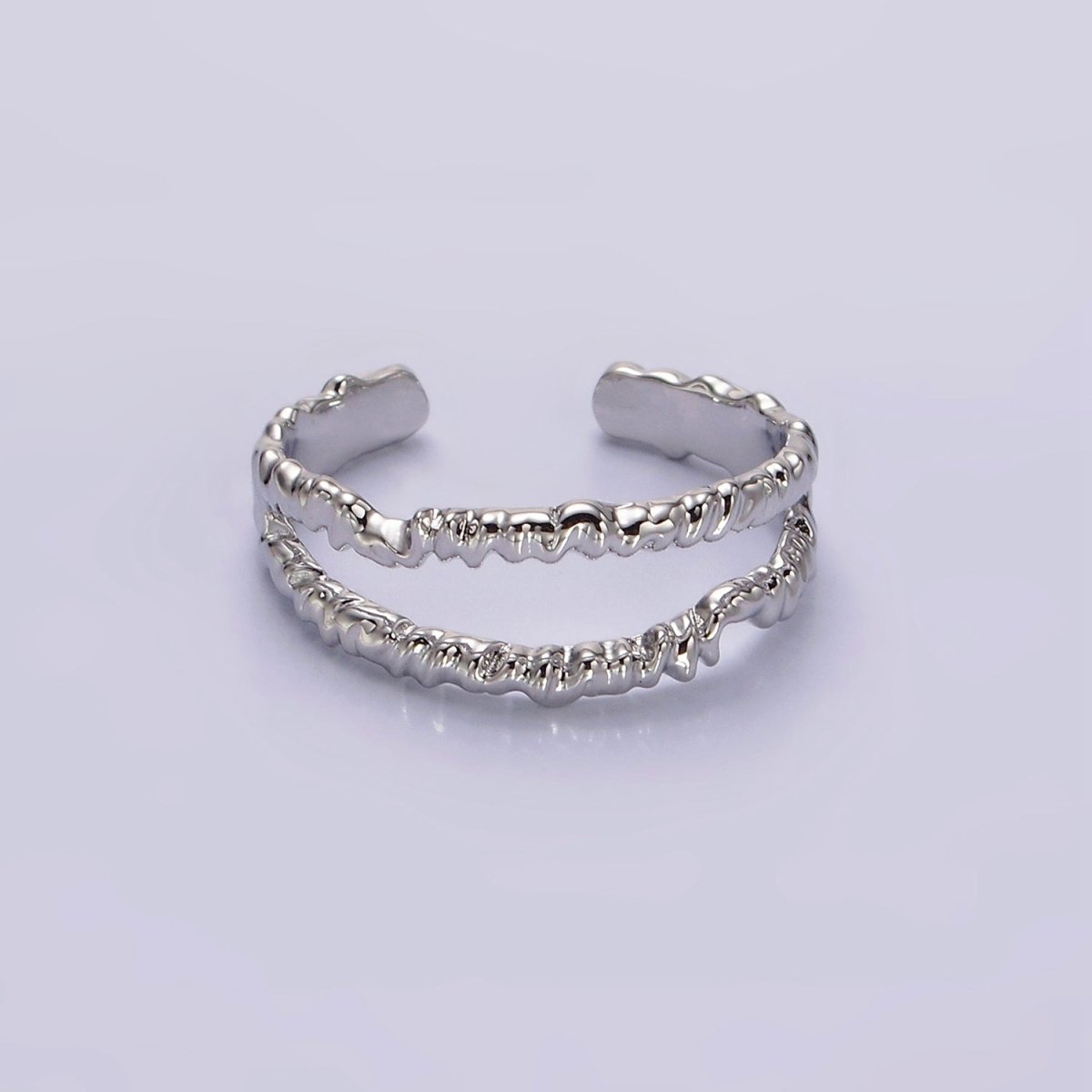 24K Gold Filled Open Double Molten Drip Band in Gold &amp; Silver Ring | O-623 O-624