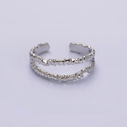 24K Gold Filled Open Double Molten Drip Band in Gold &amp; Silver Ring | O-623 O-624